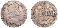 Charles II (1660-1685), Crown, 1679, third bust, edge tricesimo primo (ESC 403; S 3358). Toned, good fine	 £100-£120