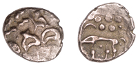British Iron Age, ICENI, Uninscribed issues, gold Stater, British J [Norfolk Wolf Left type], wreath, cloak and...