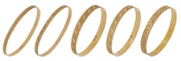 Five bangles, each with various engine-turned designs, two stamped ‘750’ with Italian assay marks, two stamped...