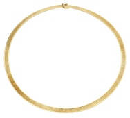 A track-link necklace, with textured links, stamped ‘750’, length 41cm. 	 £2,200-£2,400