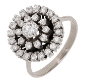 A diamond cluster ring, the tiered cluster set throughout with brilliant-cut diamonds, total diamond weight...