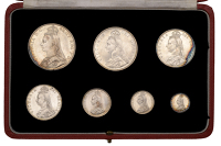Victoria (1837-1901), Currency Set, 1887, comprising Crown to Threepence (S 3921-2, 3924-6) [7]. Glue residue on...