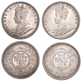 India, British India, George V, Rupees (2), 1911, 1912, both Calcutta (Prid. 207-8; KM 523-4) [2]. Both lustrous,...