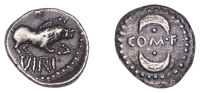 British Iron Age, ATREBATES and REGNI, Verica (c. AD 10-40), silver Unit, Star Boar type, com f, crescent and pellet...