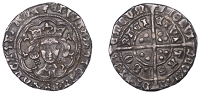 Edward IV (First reign, 1461-1470), Light coinage, Groat, York, class VII, mm. lis on obv., crown on rev., e on...