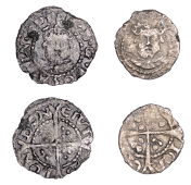Henry VIII, Posthumous issue, Halfpence (2), Tower mint, no mm., pellet stops, 0.25g/2h (Withers 2; N 1889; S 2426);...