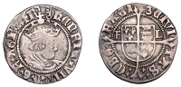 Henry VIII (1509-1547), Second coinage, Halfgroat, York, Abp Lee, mm. key, e-l by shield, 1.26g/5h (N 1807; S 2348)....
