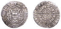 Henry VI (First reign, 1422-1461), Pinecone-Mascle issue, Halfgroat, London, mm. cross IIIa on obv., cross V on...