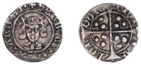 Henry VI (First reign, 1422-1461), Leaf-Mascle issue, Penny, London, mm. cross V on obv. only, leaf on breast and...