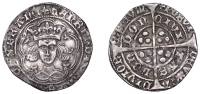 Henry VI (First reign, 1422-1461), Leaf-Mascle/Leaf-Trefoil issue mule, Groat, London, mm. cross IV on obv., V on...