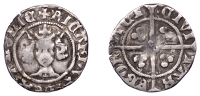 Richard II (1377-1399), Penny, type I, York, Abp Neville or Abp Arundel, cross on breast, no pellets above...