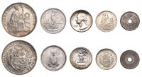 Miscellaneous, JAPAN, Taishō, 10 Sen, yr 9 (1920), Osaka (KM 45); PERU, Republic, Sol, 1885 td/bd, 1/5 Sol, 1901...
