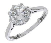 A diamond single stone ring, set with a transitional-cut diamond in 18ct gold, UK hallmark, diamond weight...