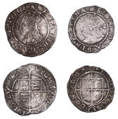 Elizabeth I, Second issue, Halfgroat, mm. martlet, bust 1G, beaded inner circles, reads ang fr et hi regina,...