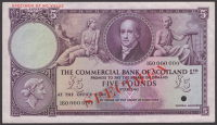 Commercial Bank of Scotland Limited, specimen £5, ND (1947), serial number 16O000000, red SPECIMEN overprints,...