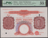 Board of Commissioners of Currency Malaya, a colour trial $50, ND (c.1942), without serial number or signature, red...