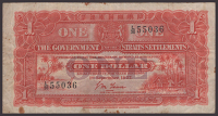 Government of the Straits Settlements, $1, 1 September 1927, serial number L/36 55036, Pountney signature, minor...