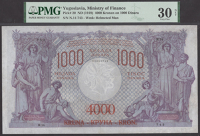 Kingdom of Serbs, Croats, and Slovenes, Ministry of Finance, Yugoslavia, 4000 Kronen on 1000 Dinara, 23 September...