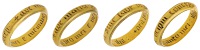 A 15th century large gold epigraphic ring, the D-section band with black letter inscription to both exterior and...
