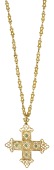 A fancy-link necklace and cross pendant, the chain formed of textured openwork bows, together with a finely pierced...