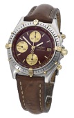 Breitling. A stainless steel and gold automatic chronograph wristwatch, Ref. 81950, Chronomat, circa...