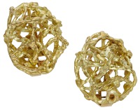 A pair of 18ct gold earrings by Andrew Grima, 1967, the bombé nests formed of textured tendrils, maker’s mark...