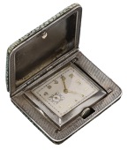 Swiss. A silver and shagreen hunting cased purse watch, 1930.
Movement: manual winding, 17 jewels, no....