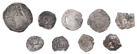 Henry VIII, Posthumous coinage, Halfgroat, Canterbury, no mm., lozenge stops, 1.03g/3h (N 1881; S 2415); Penny,...
