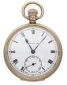 Swiss, Retailed by Prestons Ltd. A gold open-faced keyless watch, 1934.
Movement: lever escapement, 15...