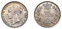Victoria (1837-1901), Sixpence, 1874, die 41 (ESC 3229; S 3910). Prettily toned, about extremely fine	 £60-£80