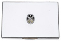 An Austrian white enamel snuff box, Vienna, early 20th century, of rectangular form, decorated throughout with matt...