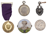 City of Hull Waterworks, a silver and enamel award badge by W.J. Dingley, water tower above arms, back named...