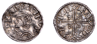 Harthacnut (1035-1042), Penny, Danish issue, Portrait type, Lund (?), Authenkar, head left with radiate helmet,...