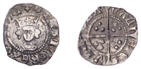 Henry VI (First reign, 1422-1461), Rosette Mascle/Pinecone Mascle issue mule, Halfpenny, Calais, mm. cross IIIa on...