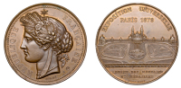 FRANCE, Exposition Universelle, Paris, 1878, a bronze medal by E.-A. Oudiné and A. Dubois, bust of Ceres to left,...