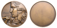 FRANCE, Révolution Française, 1944, a uniface Art Déco bronze medal by P. Turin, head of Marianne to left,...