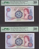 Isle of Man Government, £5 (3), ND (1972), serial numbers 719010 A758448 and C082895, Stallard, Paul and Dawson...