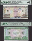 Ulster Bank Limited, £10, 1 October 1983, serial number C4281859, Chambers signature, also £50, 1 January 1997,...