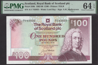 Royal Bank of Scotland PLC, £100, 25 March 1994, serial number A/1 745935, Matthewson signature, in PMG holder 64...