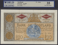 Bank of Scotland, £20, 5 May 1969, serial number 7/H 3876, Polwarth and Letham signatures, in WBG holder 35, choice...