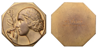 FRANCE, Renomée Olympique, 1939, an Art Déco uniface octagonal bronze award plaque by Fraisse-Demey, female head...