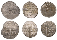 British Iron Age, DUROTRIGES, Uninscribed issues, billon Staters (3), Omo type, devolved head of Apollo comprising...