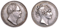 William IV, Coronation, 1831, a silver medal by W. Wyon [after F. Chantrey], bust right, rev. diademed head of Queen...