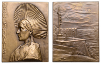 FRANCE, Boulonnaise, 1910, a bronze plaque by Ernesta Roberta-Merignac from her Coiffes de France series,...
