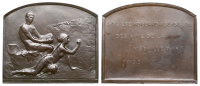 BELGIUM, L’invention du dessin [The Birth of Drawing], 1903, an Art Nouveau bronze plaque by G. Devreese for P....