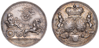 Breda Restored to the House of Orange, 1737, a silver medal by N. V. Swinderen, Princess Anne and Prince William of...
