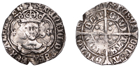 Henry VII (1485-1509), Groat, class IIIc, mm. pansy, crown with inner arch plain, saltire stops, rev. double saltire...