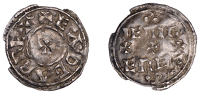 Eadgar (959-975), Penny, Two Line type [HT 1, York], Heriger, ea.dgar rex, small cross, rev. herig ere io in two...