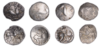 British Iron Age, ICENI, Uninscribed issues, silver Units (4), Norfolk Boar Star type, stylised boar right, single...