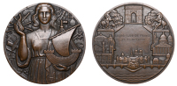 FRANCE, Paris, 1950, an Art Déco bronze award medal by P. Turin, female figure of Paris holding the symbols of the...